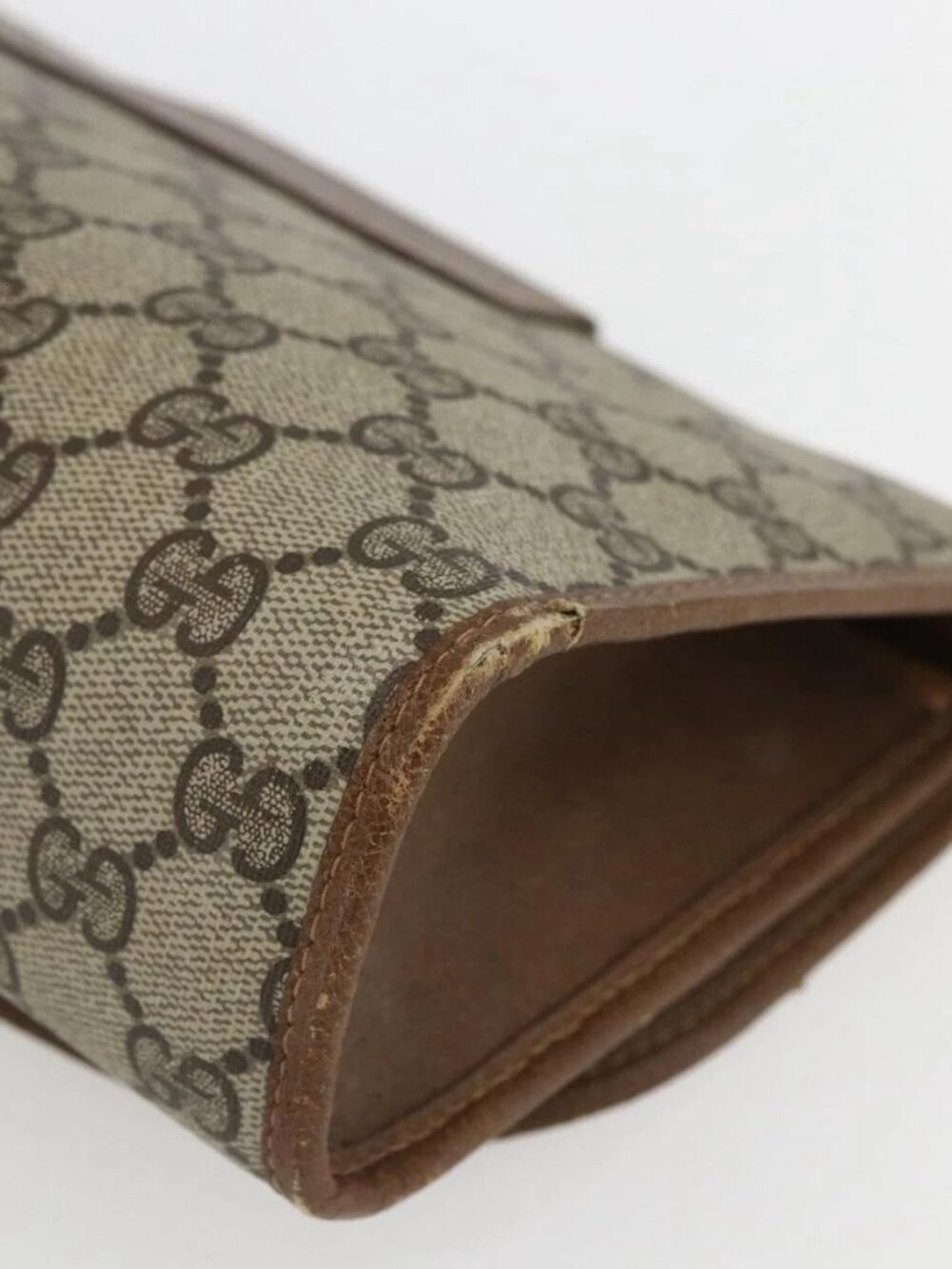 GUCCI GG Supreme Web Sherry Line Clutch Bag PVC Beige Gold 89 01 030 Auth ti3667 - Picture 10 of 16